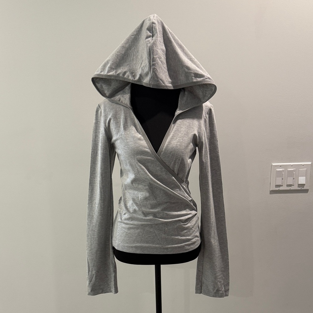Nike Heathered Gray Side Cinched Hooded Wrap Top
